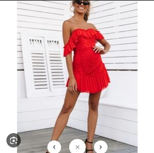 HELLO MOLLY Womens Size XS Red Ruffled Mini Dress